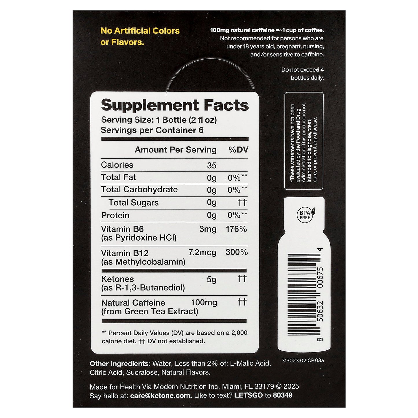 Ketone-IQ, Energy Shot, Peach, 6 Bottles, 2 fl oz (59 ml) Each