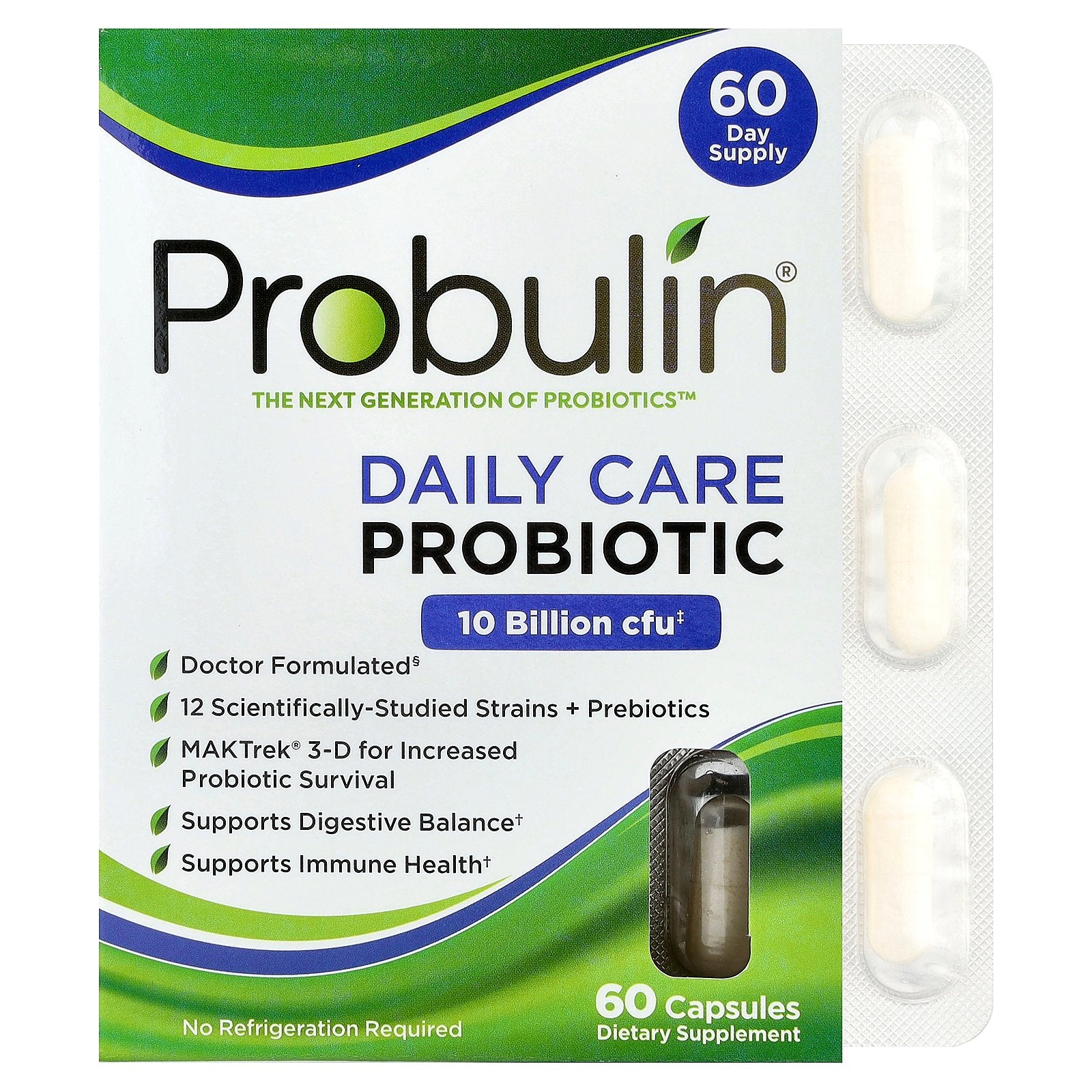 Probulin, Daily Care Probiotic, 10 Billion CFU, 60 Capsules