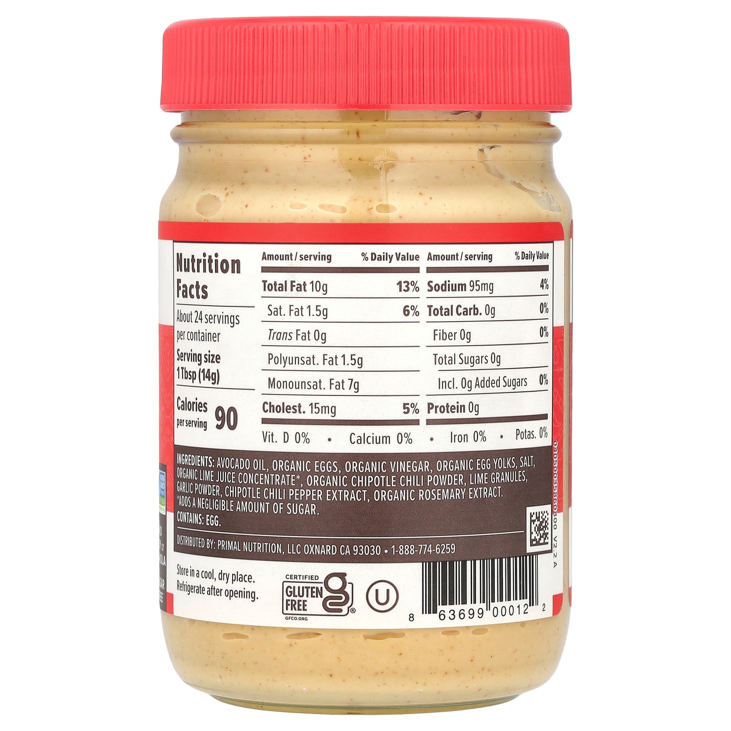 Primal Kitchen, Chipotle Lime Real Mayonnaise Made with Avocado Oil, 12 fl oz (355 ml)