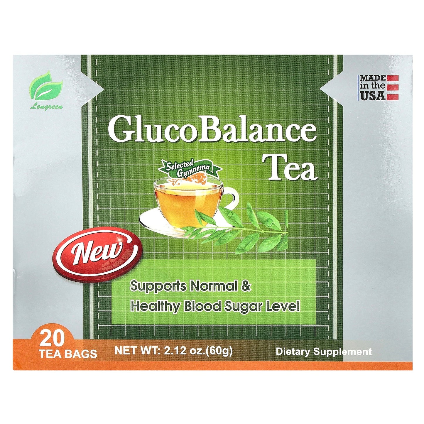 Longreen, GlucoBalance Tea, 20 Tea Bags, 2.12 oz (60 g)