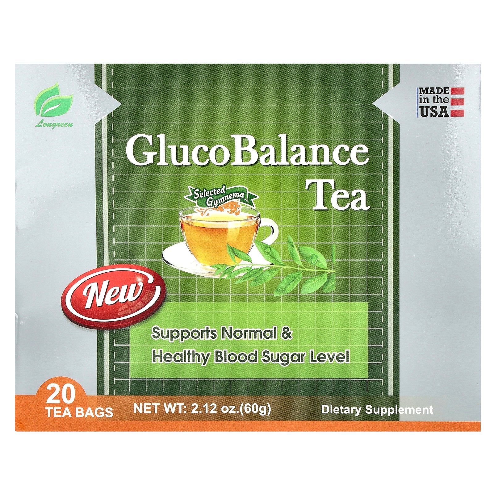 Longreen, GlucoBalance Tea, 20 Tea Bags, 2.12 oz (60 g)