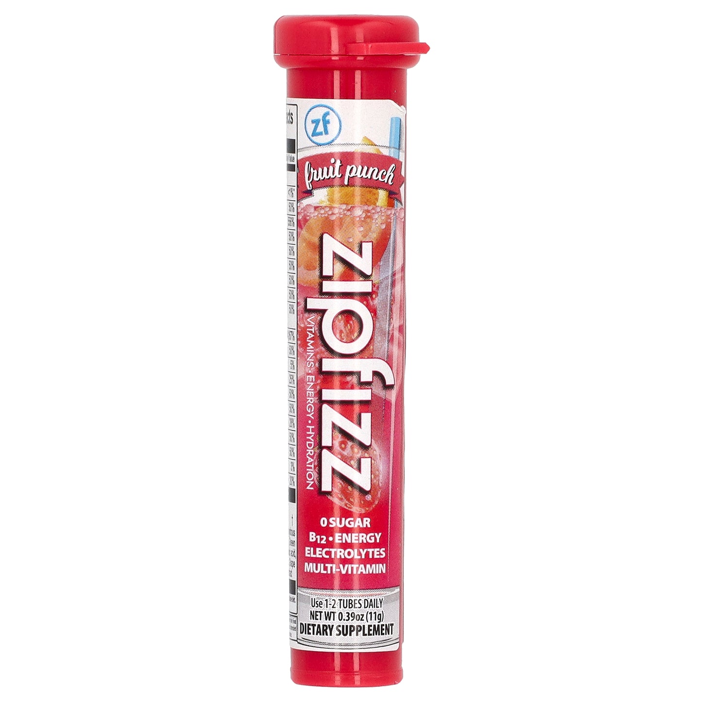 Zipfizz, Energy Drink Mix, Fruit Punch, 20 Tubes, 0.39 oz (11 g) Each