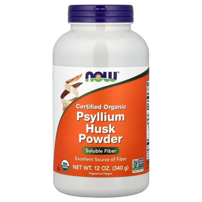 NOW Foods, Certified Organic Psyllium Husk Powder, 12 oz (340 g)