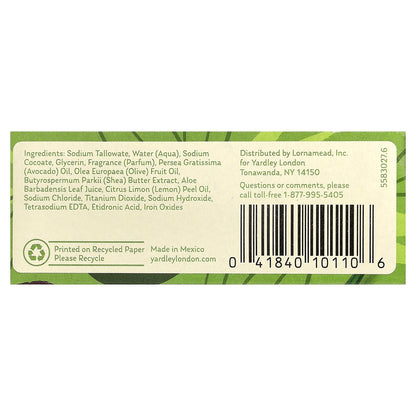 Yardley London, Nourishing Bath Bar, Aloe & Avocado, 4 oz (113 g)