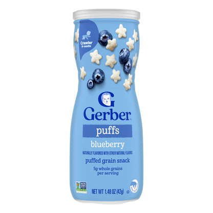 Gerber, Puffs, Puffed Grain Snack, 8+ Months, Blueberry, 1.48 oz (42 g)