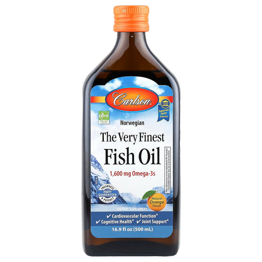 Carlson, Norwegian, The Very Finest Fish Oil, Natural Orange , 1,600 mg, 16.9 fl oz (500 ml)