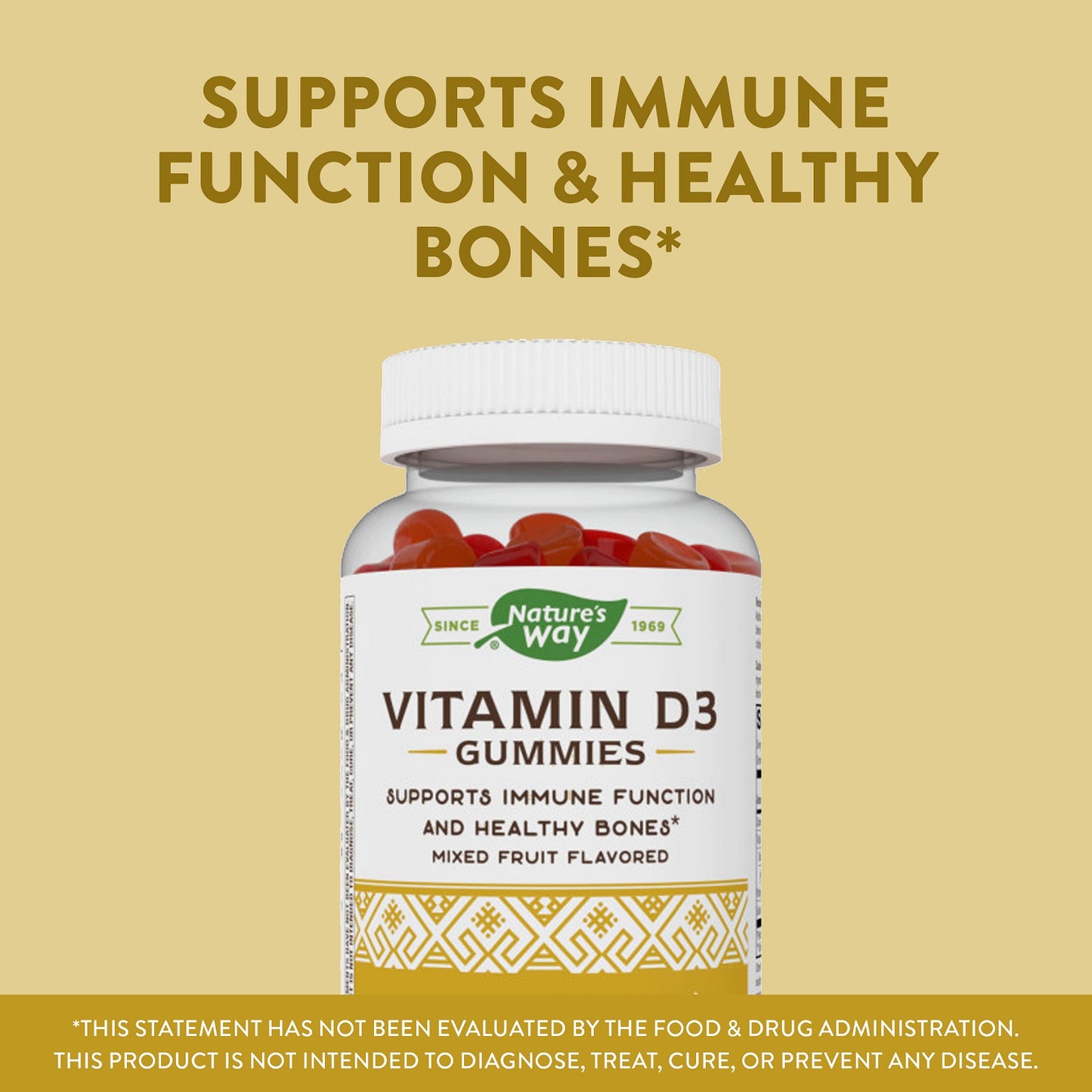 Nature's Way, Vitamin D3 Gummy, Mixed Fruit, 50 mcg (2,000 IU), 120 Gummies