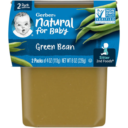 Gerber, Natural for Baby, 2nd Foods, Green Bean, 2 Pack, 4 oz (113 g) Each