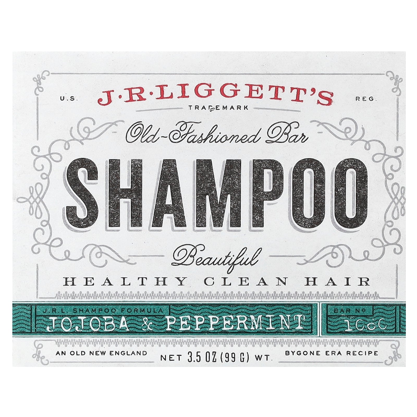 J.R. Liggett's, Old Fashioned Shampoo Bar, Jojoba & Peppermint, 3.5 oz (99 g)