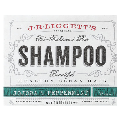 J.R. Liggett's, Old Fashioned Shampoo Bar, Jojoba & Peppermint, 3.5 oz (99 g)