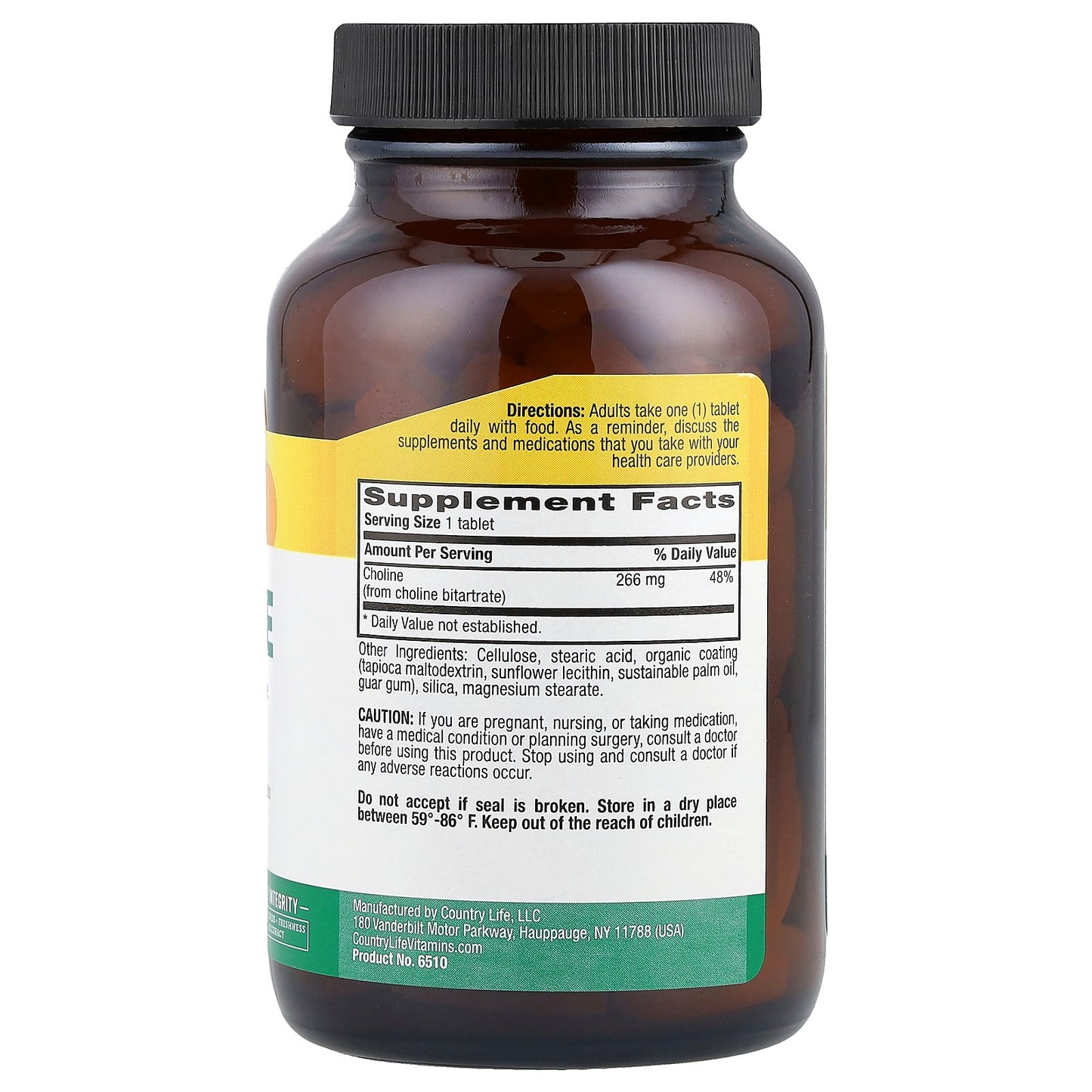 Country Life, Choline, 266 mg, 100 Tablets