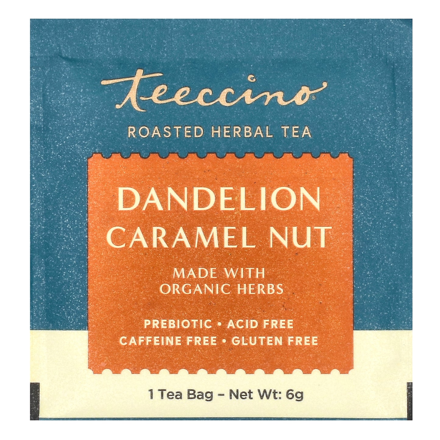 Teeccino, Roasted Herbal Tea, Dandelion Caramel Nut, Caffeine Free, 25 Tea Bags, 5.3 oz (150 g)