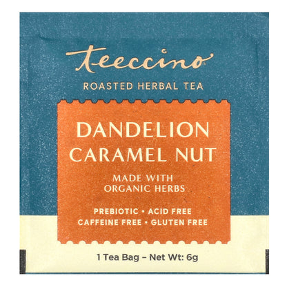 Teeccino, Roasted Herbal Tea, Dandelion Caramel Nut, Caffeine Free, 25 Tea Bags, 5.3 oz (150 g)