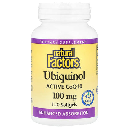 Natural Factors, Ubiquinol, Active CoQ10, 100 mg, 120 Softgels