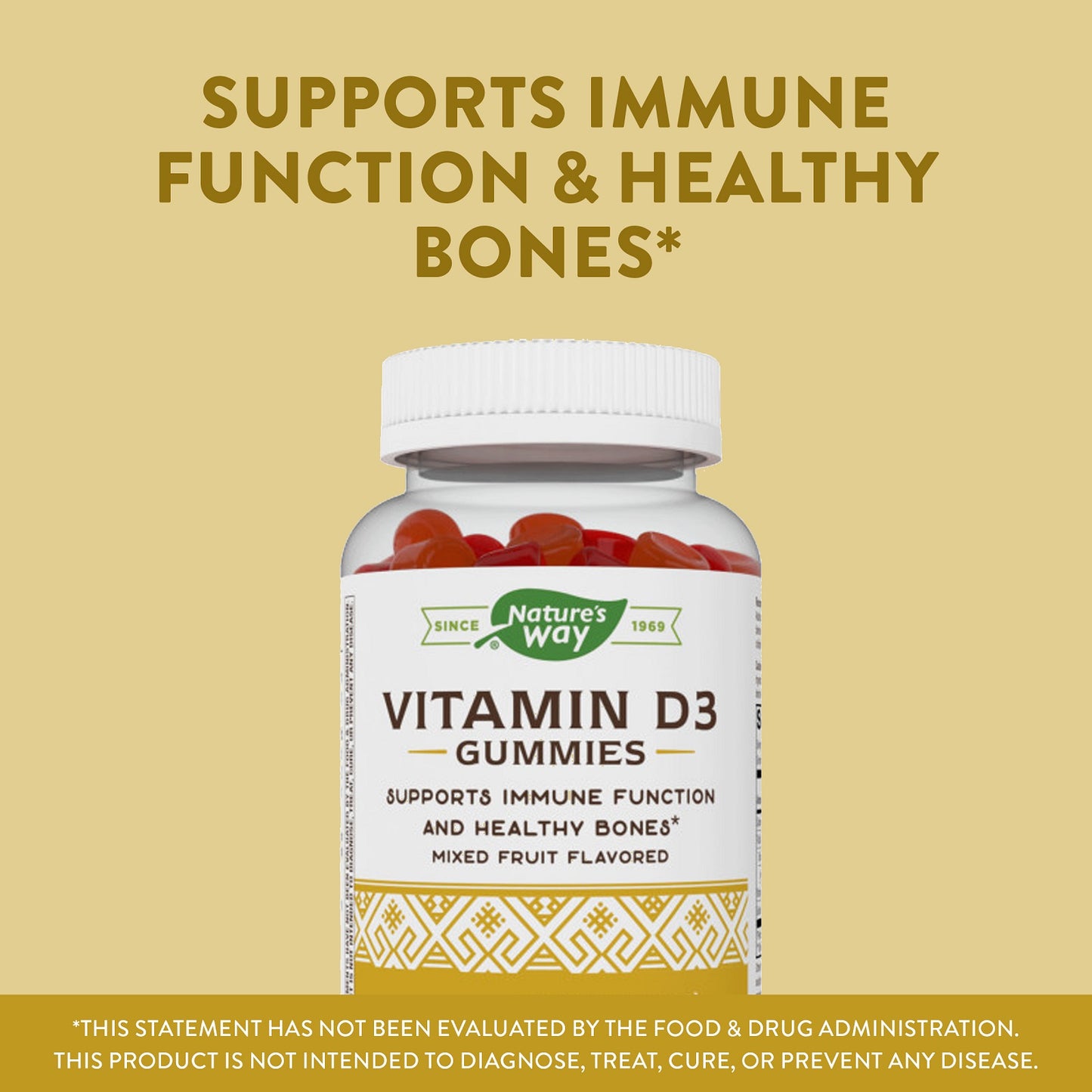 Nature's Way, Vitamin D3 Gummy, Mixed Fruit, 120 Gummies (25 mcg (1,000 IU) per Gummy)