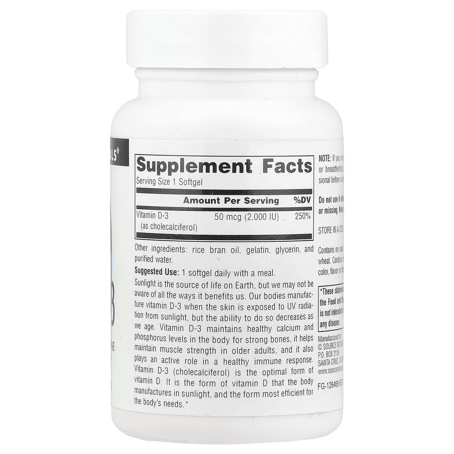 Source Naturals, Vitamin D-3, 50 mcg (2,000 IU), 200 Softgels
