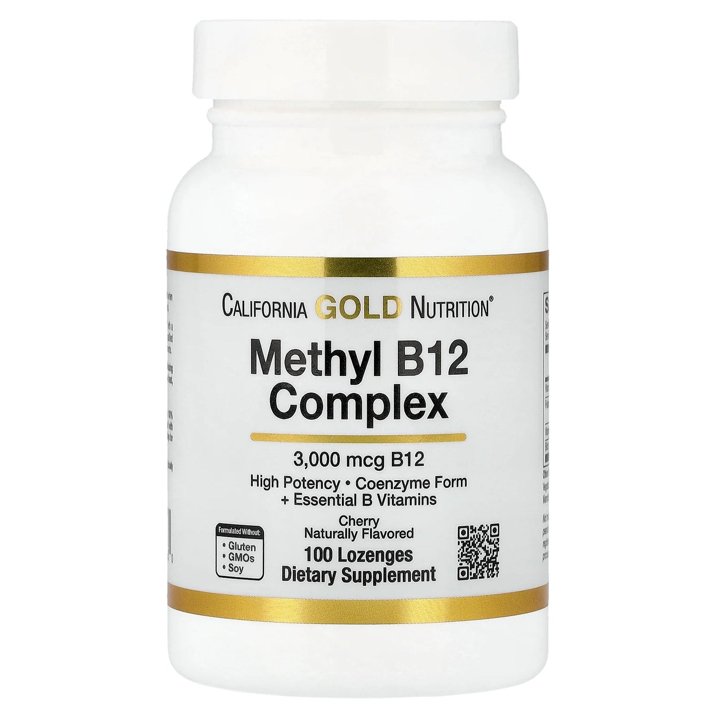 California Gold Nutrition, Methyl B12 Complex with Folate, Biotin and Vitamin B6, Cherry, 100 Lozenges