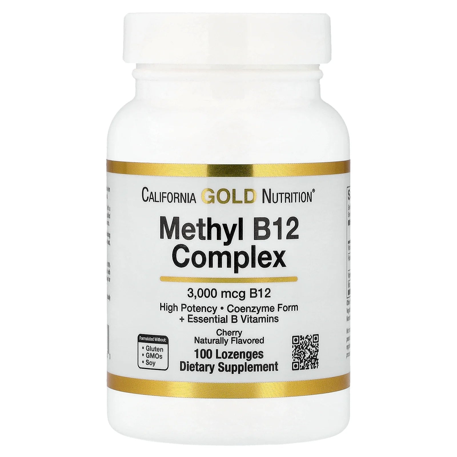 California Gold Nutrition, Methyl B12 Complex with Folate, Biotin and Vitamin B6, Cherry, 100 Lozenges