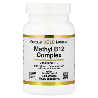 California Gold Nutrition, Methyl B12 Complex with Folate, Biotin and Vitamin B6, Cherry, 100 Lozenges