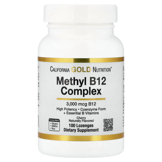 California Gold Nutrition, Methyl B12 Complex with Folate, Biotin and Vitamin B6, Cherry, 100 Lozenges