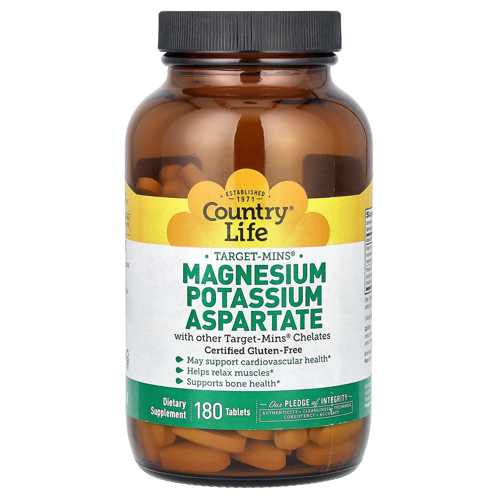 Country Life, Target-Mins, Magnesium Potassium Aspartate, 180 Tablets