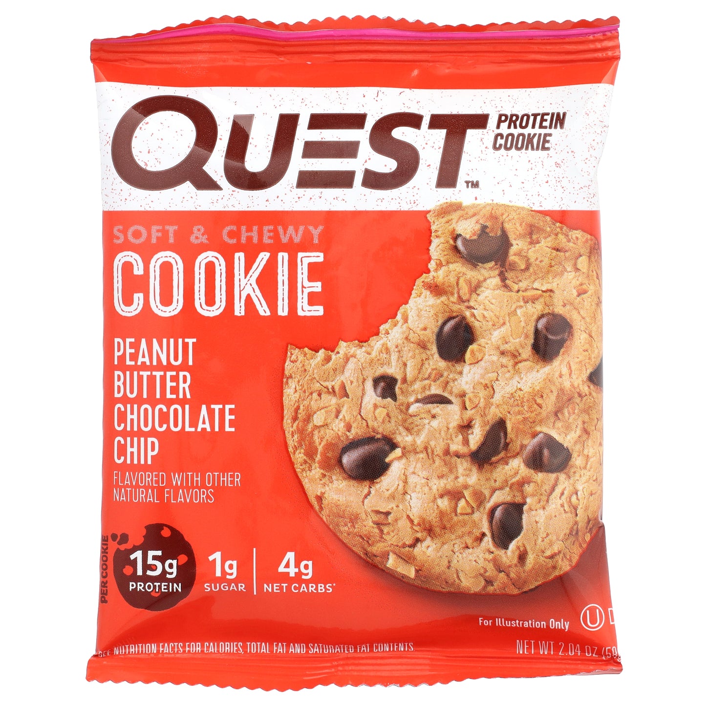 Quest Nutrition, Protein Cookie, Peanut Butter Chocolate Chip, 4 Cookies, 2.04 oz (58 g) Each