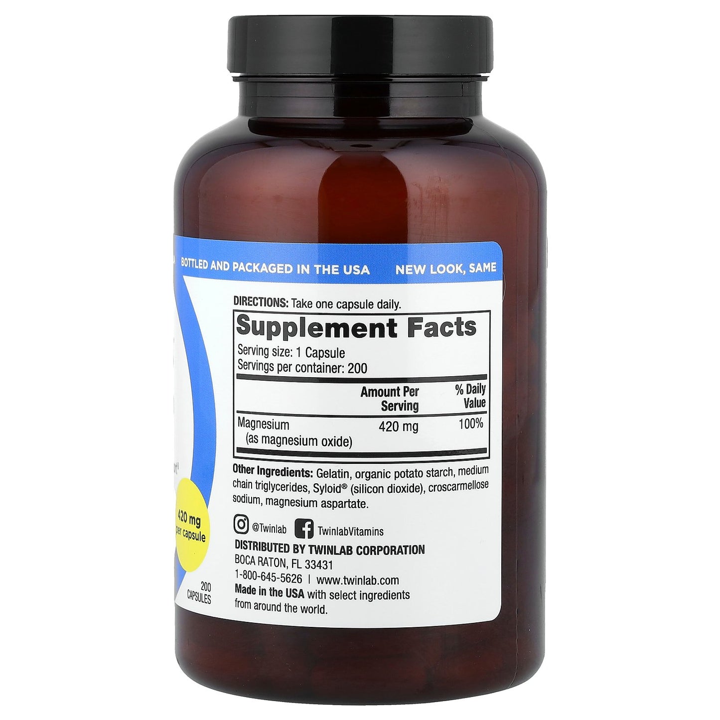 Twinlab, Magnesium Caps, 420 mg, 200 Capsules
