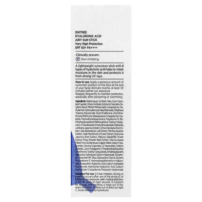 ISNtree, Hyaluronic Acid Airy Sun Stick, SPF 50+ PA++++, 0.77 oz (22 g)