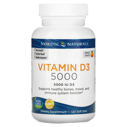 Nordic Naturals, Vitamin D3 5000, Orange, 5,000 IU, 120 Soft Gels