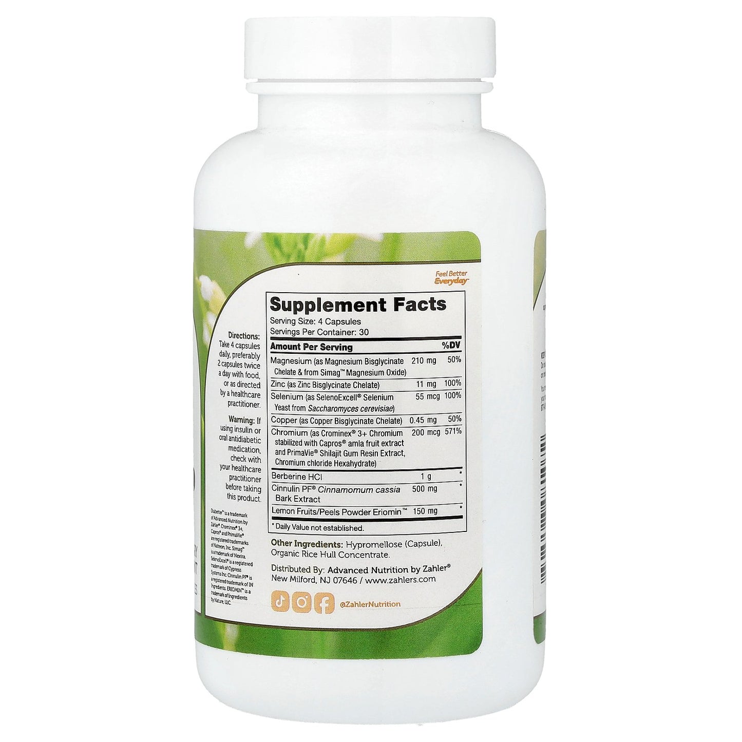 Zahler, Diabetter™, Advanced Glucose Support, 120 Capsules