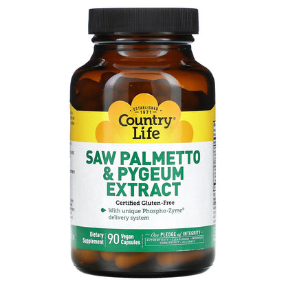 Country Life, Saw Palmetto & Pygeum Extract, 90 Vegan Capsules