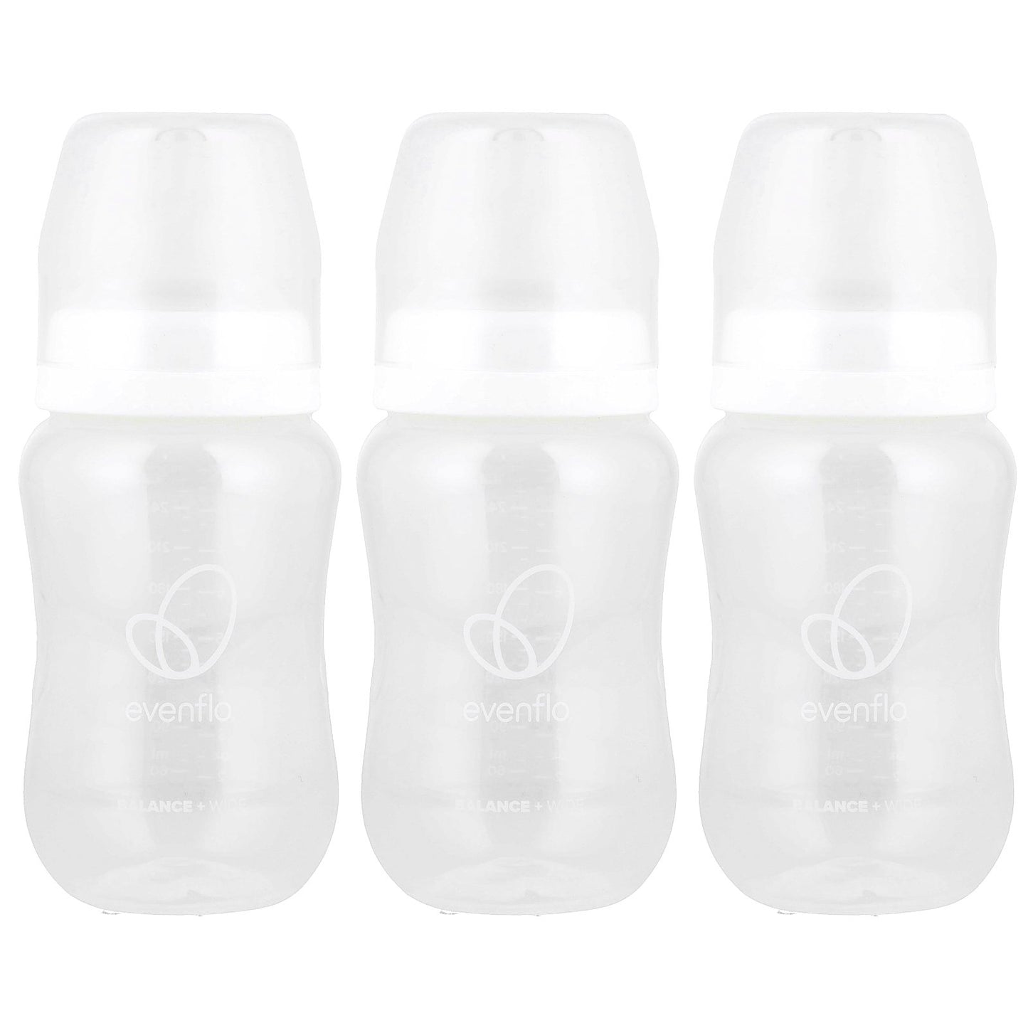 Evenflo Feeding, Balance+ Bottles, Wide, 0+ Months, Slow Flow, 3 Bottles, 9 oz (270 ml) Each