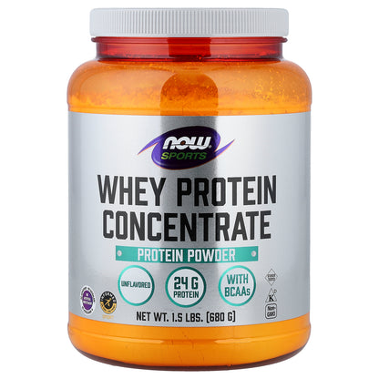 NOW Foods, Sports, Whey Protein Concentrate Protein Powder, Unflavored, 1.5 lbs (680 g)