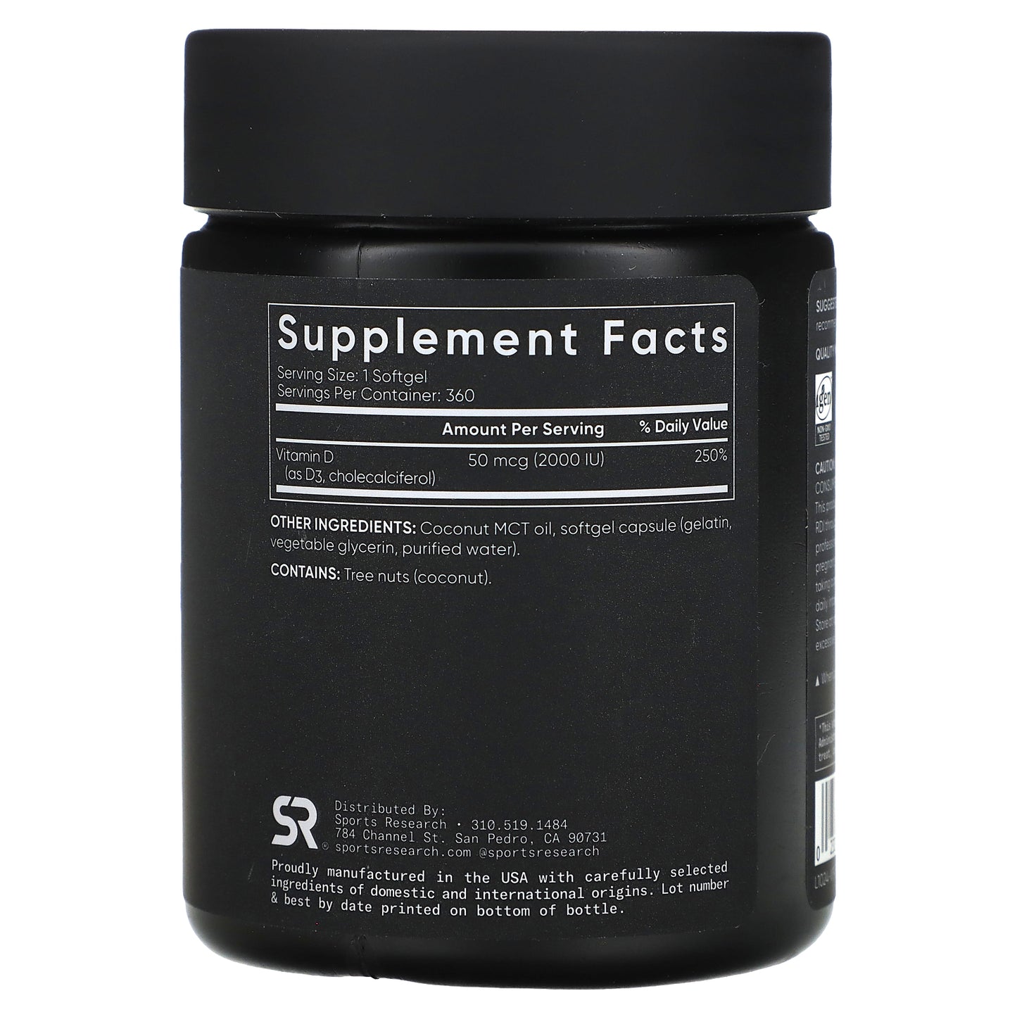 Sports Research, Vitamin D3, 50 mcg (2,000 IU), 360 Softgels