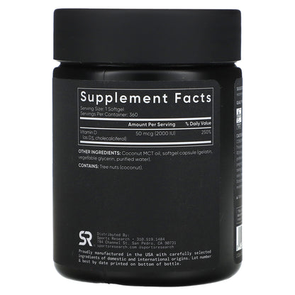 Sports Research, Vitamin D3, 50 mcg (2,000 IU), 360 Softgels