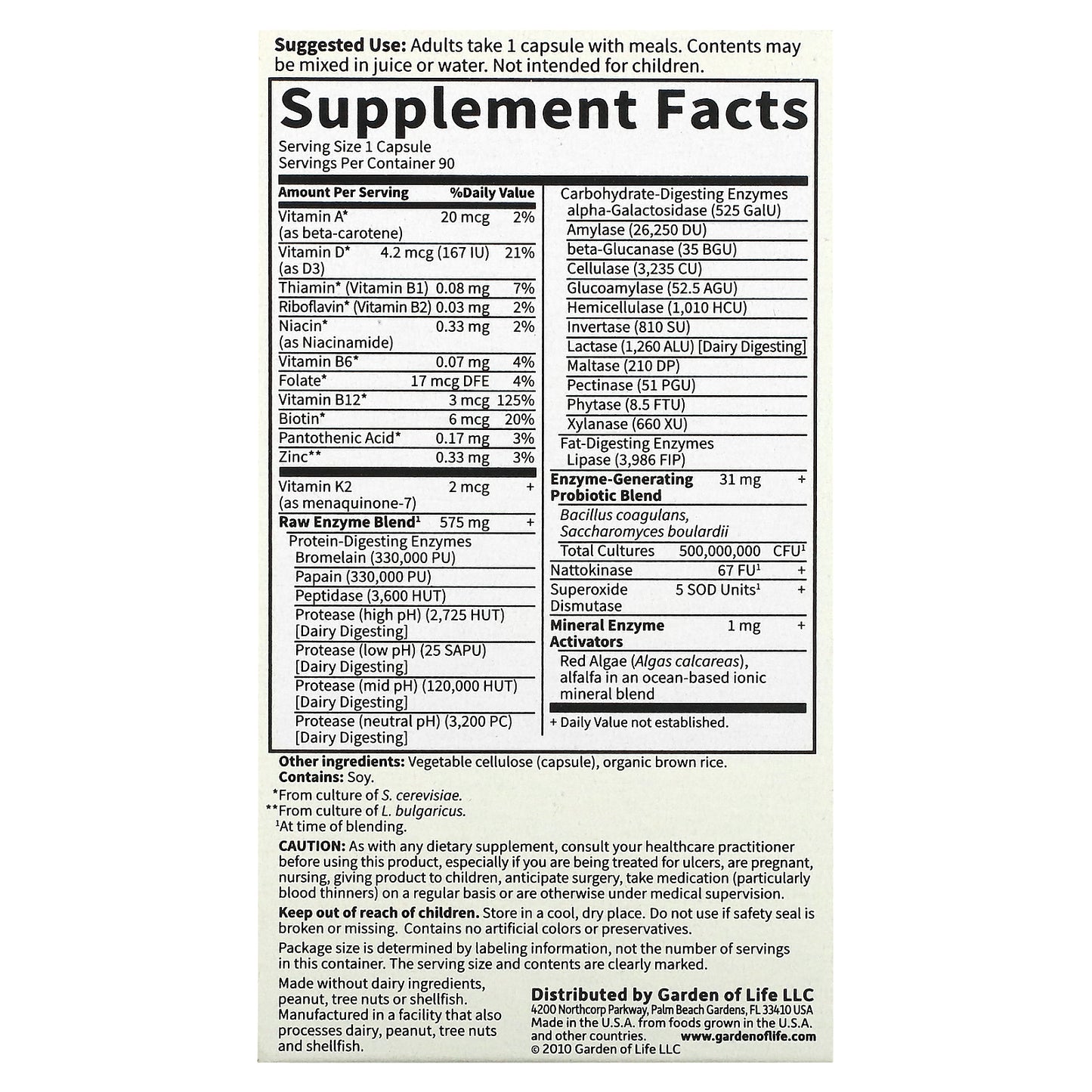 Garden of Life, RAW Enzymes, Men, 90 Vegetarian Capsules