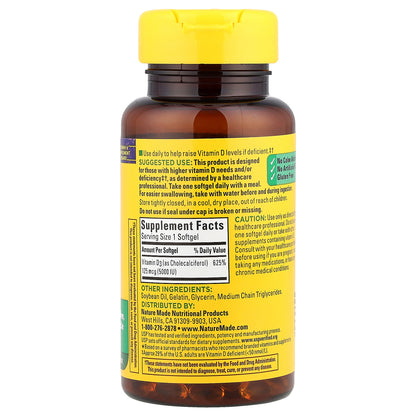 Nature Made, D3, 125 mcg (5,000 IU), 90 Softgels