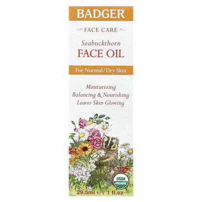 Badger, Face Care, Seabuckthorn Face Oil, For Normal/Dry Skin, 1 fl oz (29.5 ml)