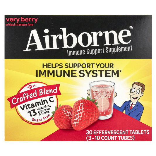 AirBorne, Immune Support Supplement, Very Berry, 3 Tubes, 10 Effervescent Tablets Each