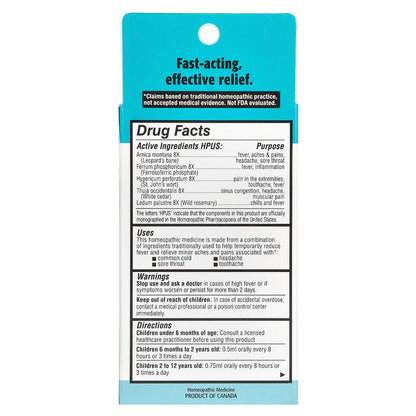 Homeolab USA, Kids Relief, Pain & Fever Oral Liquid, For Kids 0-12 Yrs, Cherry, 0.85 fl oz (25 ml)