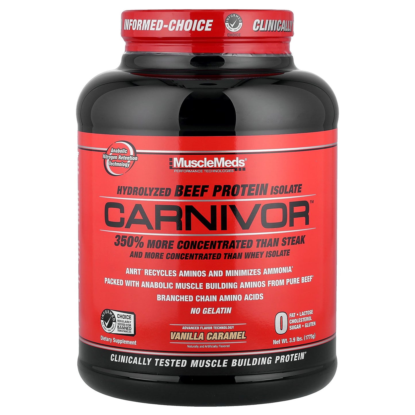 MuscleMeds, Carnivor™, Hydrolyzed Beef Protein Isolate, Vanilla Caramel, 3.9 lbs (1,775 g)
