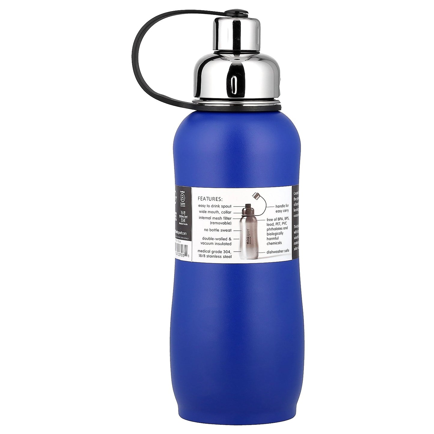 think, Thinksport™, Insulated Sports Bottle, Blue, 25 oz (750 ml)