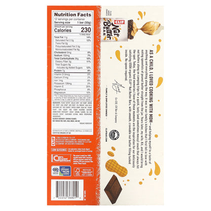 Clif Bar, Organic Nut Butter Bar, Chocolate & Peanut Butter, 12 Bars, 1.76 oz (50 g) Each