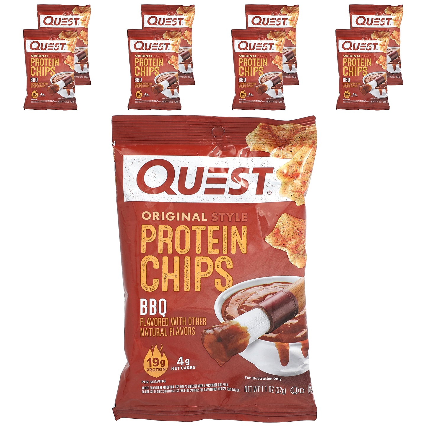 Quest Nutrition, Original Style Protein Chips, BBQ, 8 Bags, 1.1 oz (32 g) Each