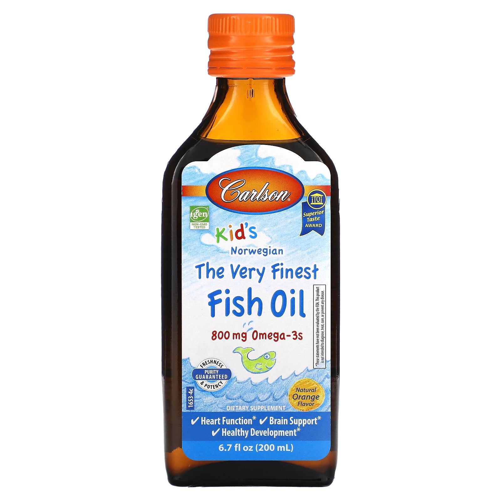 Carlson, Kid's Norwegian, The Very Finest Fish Oil, Natural Orange, 6.7 fl oz (200 ml)