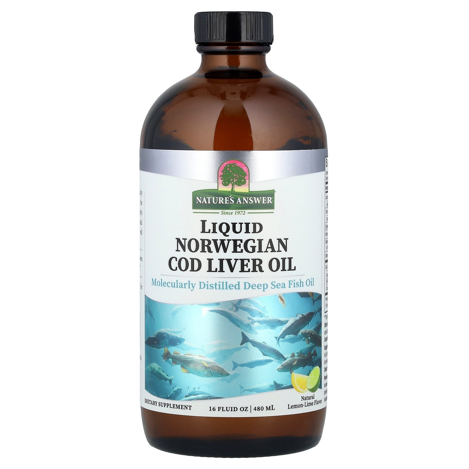 Nature's Answer, Liquid Norwegian Cod Liver Oil, Natural Lemon-Lime, 16 fl oz (480 ml)