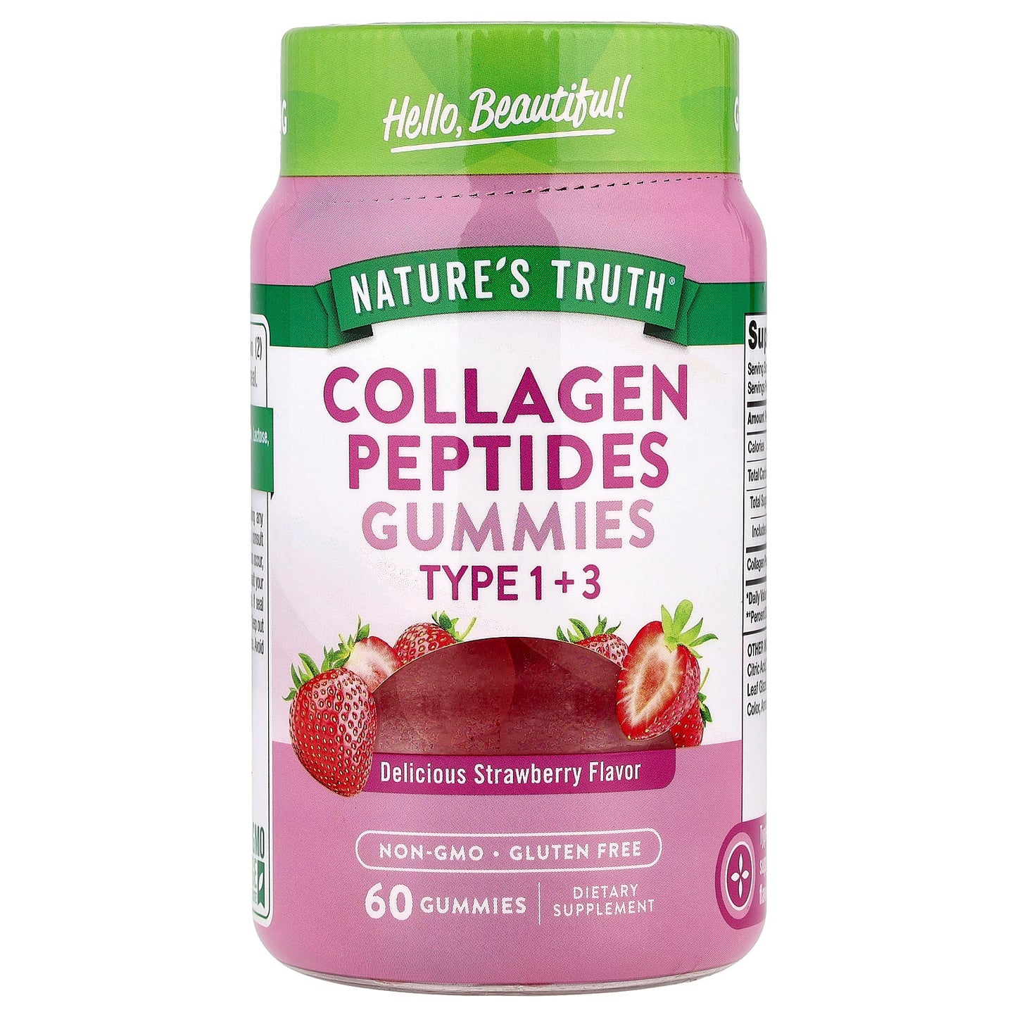 Nature's Truth, Collagen Peptides Gummies, Type 1 + 3, Delicious Strawberry, 60 Gummies