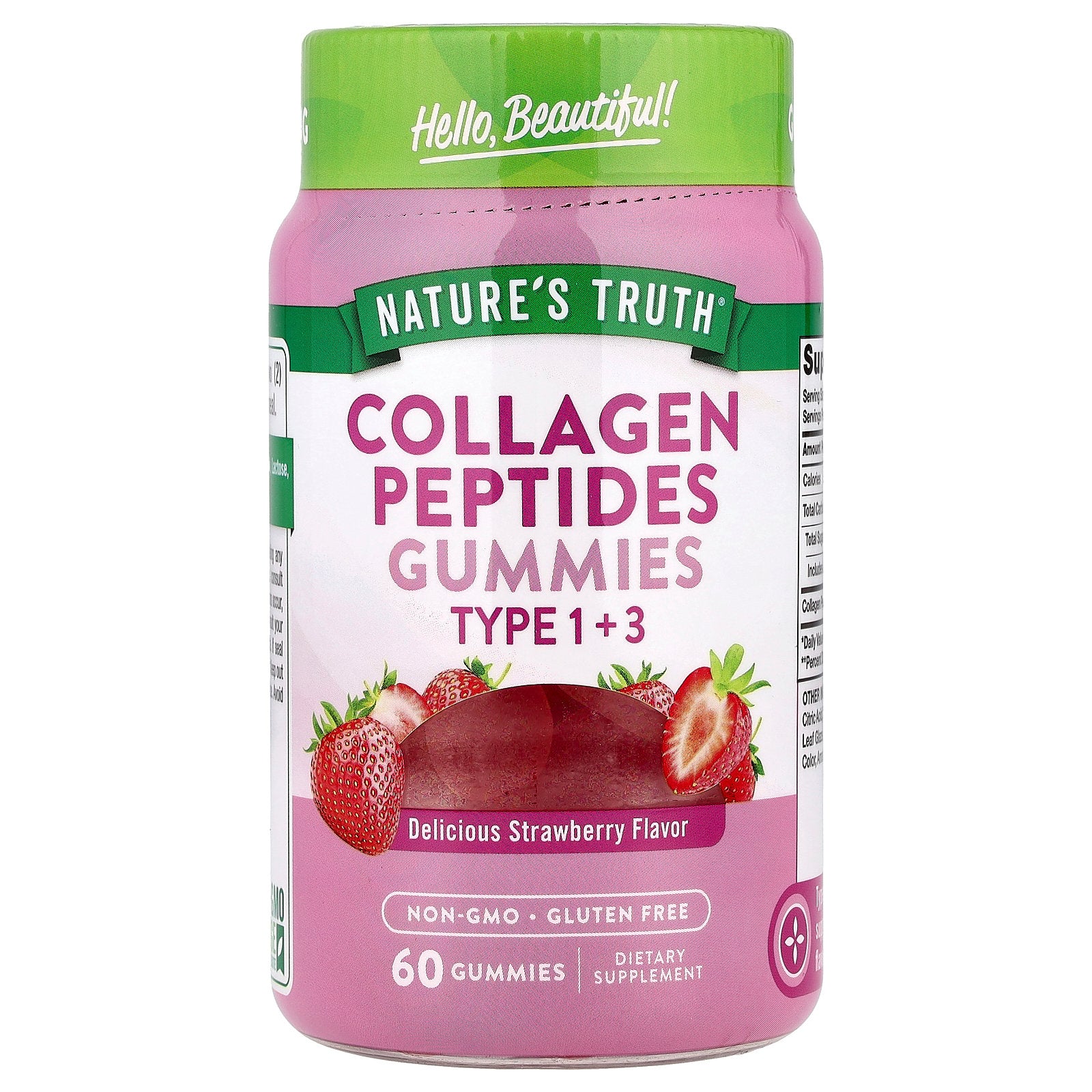 Nature's Truth, Collagen Peptides Gummies, Type 1 + 3, Delicious Strawberry, 60 Gummies