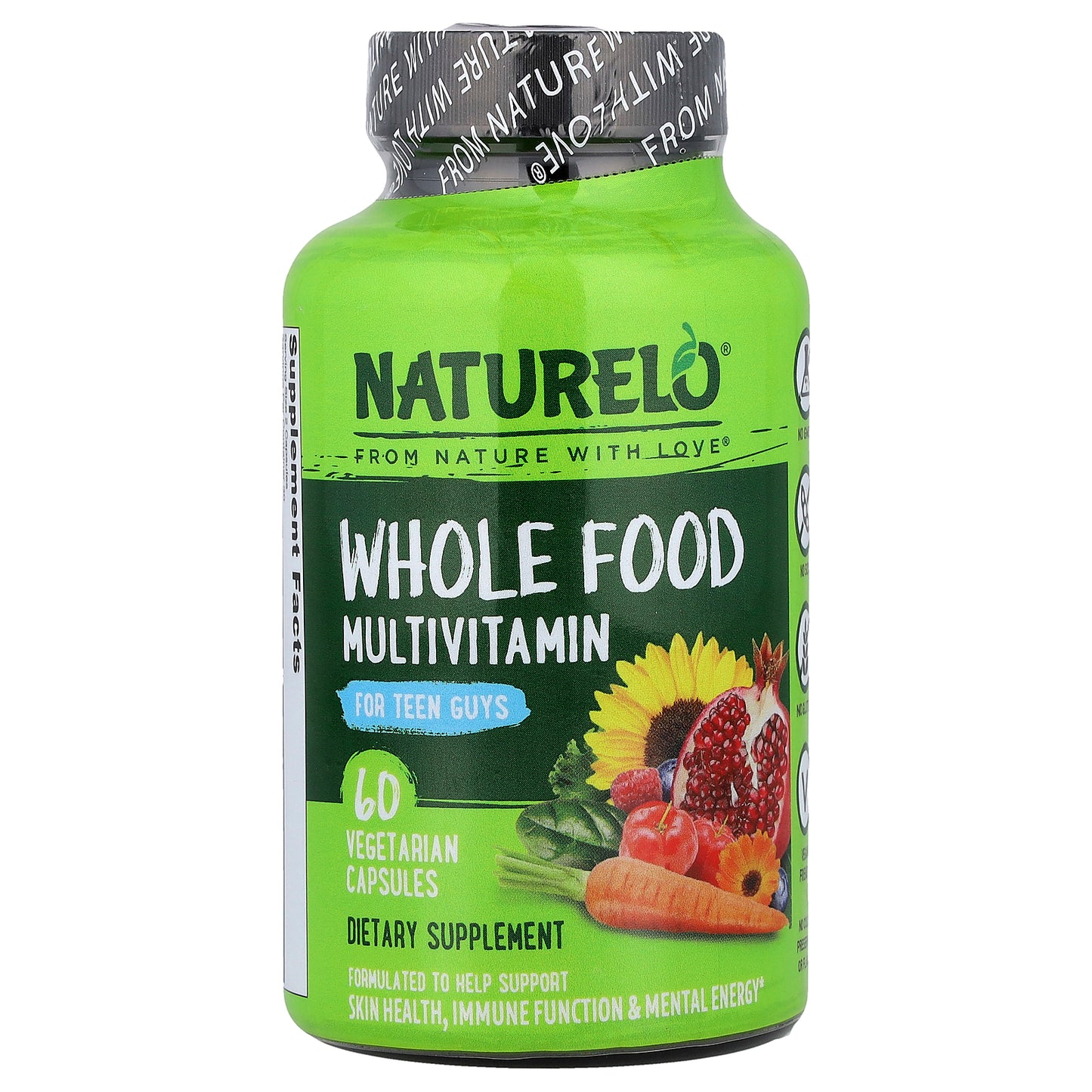 NATURELO, Whole Food Multivitamin For Teen Guys, 60 Vegetarian Capsules