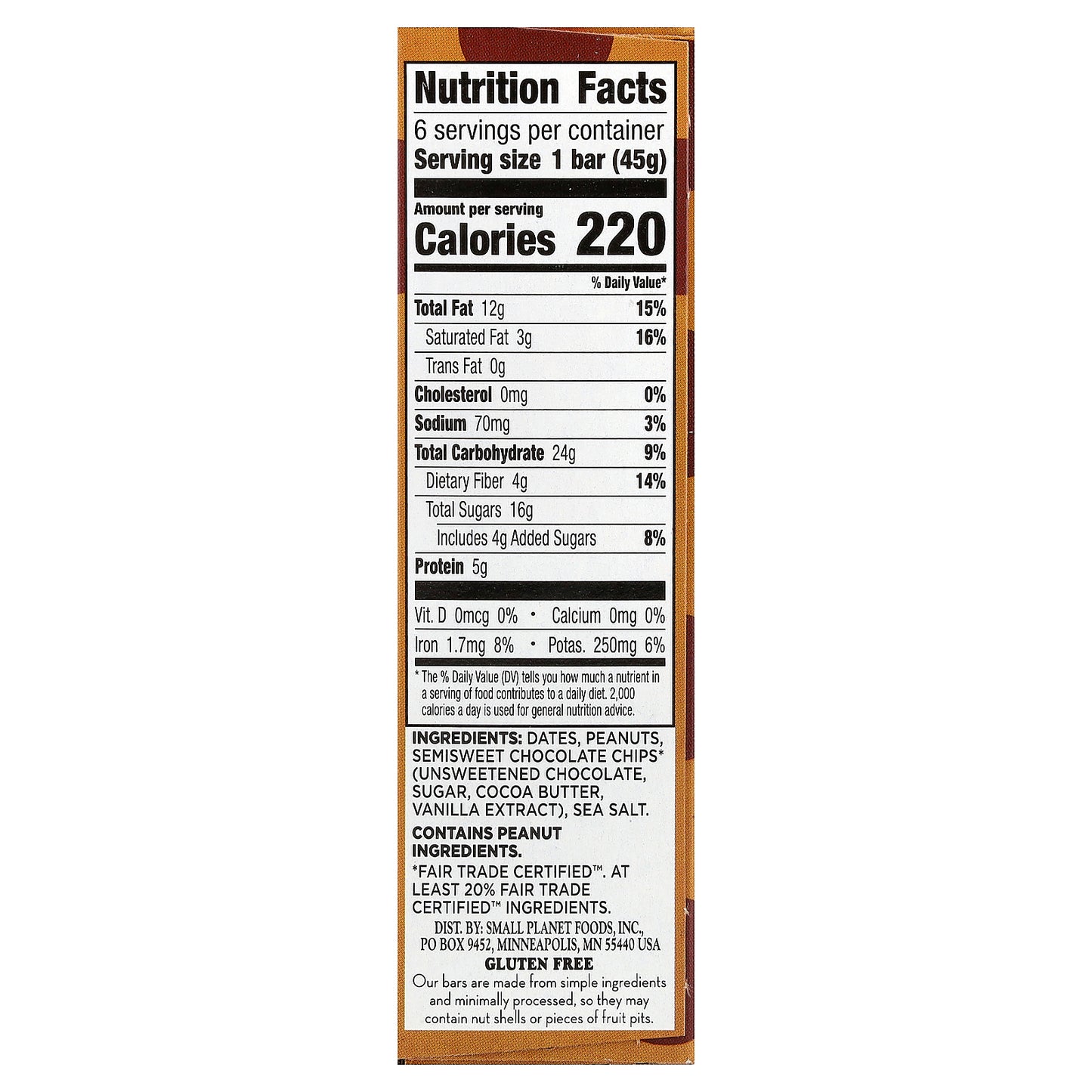 Larabar, Real Fruit & Nut Bar™, Peanut Butter Chocolate Chip, 6 Bars, 1.6 oz (45 g) Each
